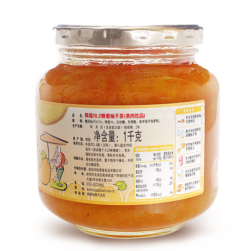 韩国进口韩福10.2原味蜂蜜柚子茶酱果肉饮品1000g冲饮冲泡水果茶 - 图1
