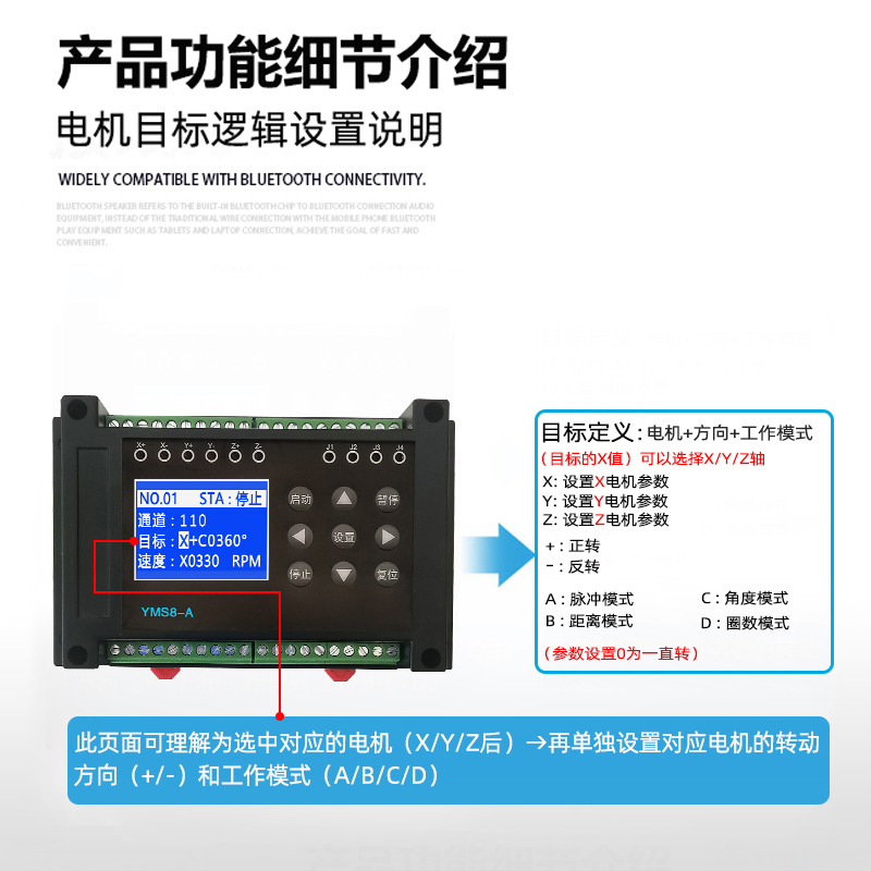 多轴步进电机正反转控制器PLC可编程微电脑控制脉冲方向限位开关