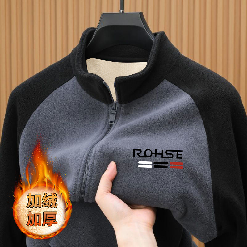 拼色奥粒绒卫衣秋冬季拉链加厚开衫保暖男士夹克立领外套摇粒绒潮,淘宝优惠券,粉丝福利购,淘宝优惠卷