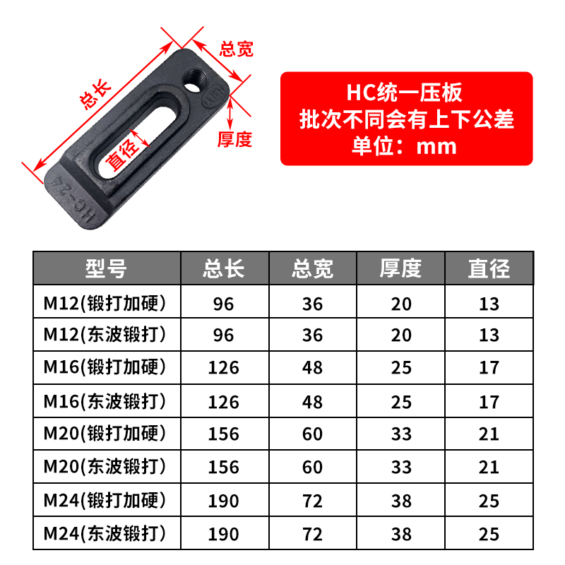 精锻HC压板 加硬模具压板M16统一可调码模夹M20注塑机码仔M24机床 - 图2