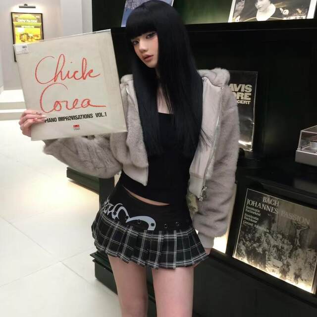 Women's summer versatile splicing skirt short American retro