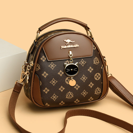 High-end hand-held crossbody bag double-layer mobile phone round bag
