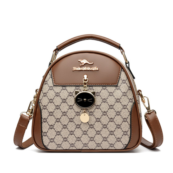 High-end hand-held crossbody bag double-layer mobile phone round bag