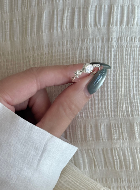 LolaWhite「岛屿微风」S999足银海星贝壳戒指度假风海边生日礼物
