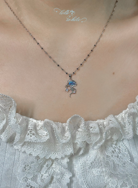 LolaWhite「与海共舞」S925纯银蓝色水母项链小众设计高级感海洋