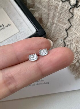 LolaWhite「kt喵喵」S925纯银kt猫咪耳钉耳骨钉简约可爱百搭精致