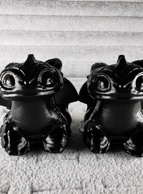 无牙仔黑曜石雕刻件驯龙高手摆件工艺品