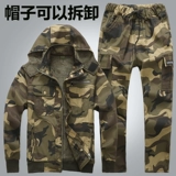 Утепленный камуфляжный хлопковый износостойкий комплект для работы, увеличенная толщина