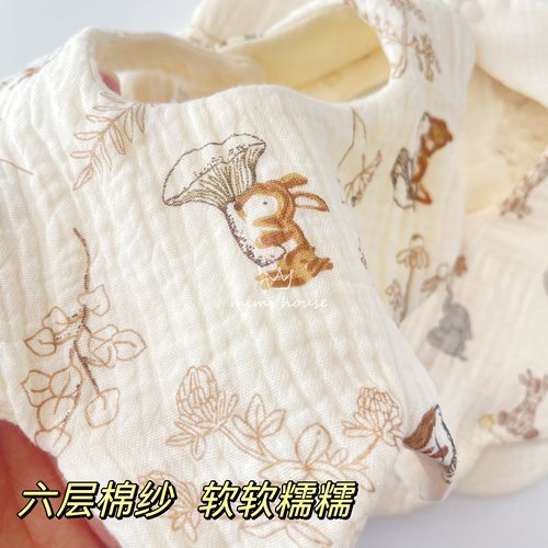 ins婴儿围兜纯棉六层纱布口水巾宝宝春夏薄围嘴a类新生儿防吐奶巾 - 图1