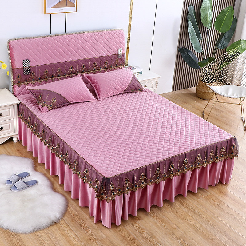 新款水晶绒床裙四件套网红风夹棉加厚全包床罩高档单双人床防尘罩,淘宝优惠券,粉丝福利购,淘宝优惠卷