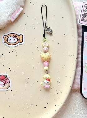 不想洗澡原创kitty手机链串珠手机ccd相机挂绳挂件可爱小众挂链
