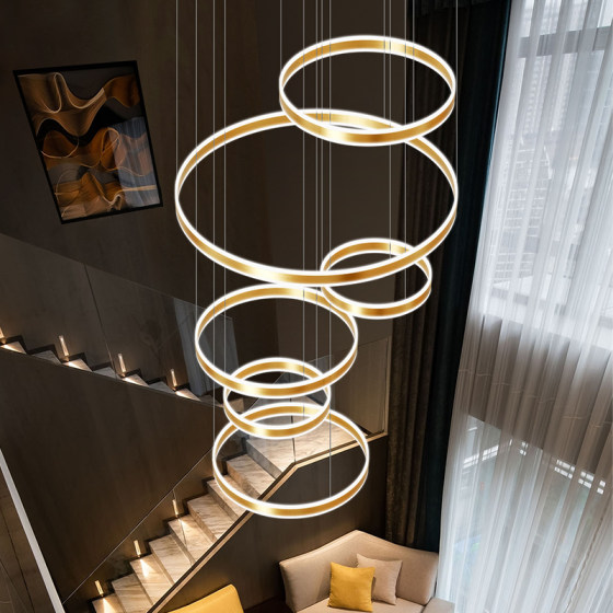 Simple modern high light transmittance LED duplex aluminum chandelier