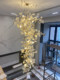 Duplex building large chandelier loft ladder light luxury villa