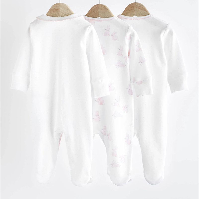 英国进口NEXT女宝宝秋冬舒适哈衣新生婴儿可爱兔子睡衣纯棉连体衣 - 图2