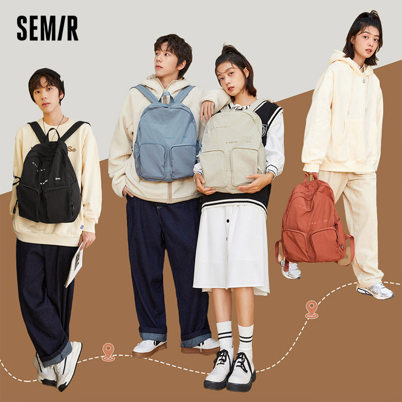 森马女2022新款时尚日系轻便电脑包 森马箱包双肩背包