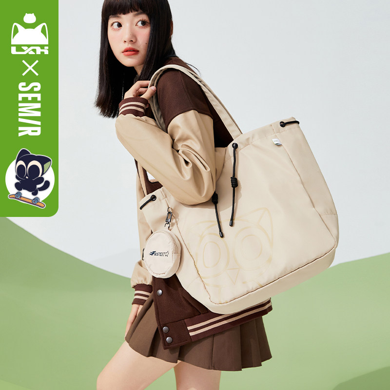 森马托特包女罗小黑上课大容量包包 森马箱包托特包