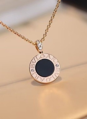 AB面玫瑰金镶钻圆饼项链
