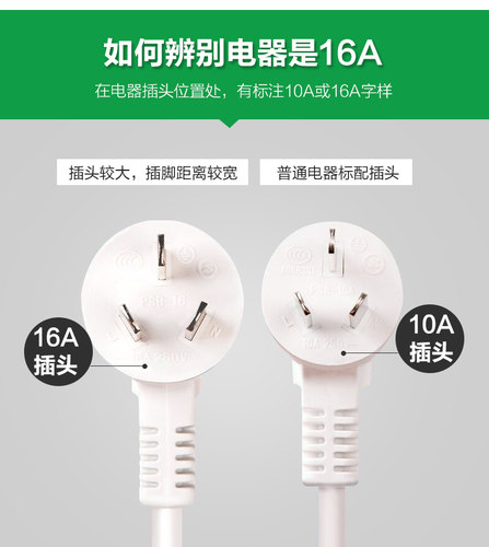 公牛16安大功率插座4000W3500w插排10A转16a三孔转换器空调延长线 - 图2