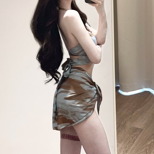 Maillot de bain sexy pour filles, ensemble trois pièces, bikini fendu, pour femmes