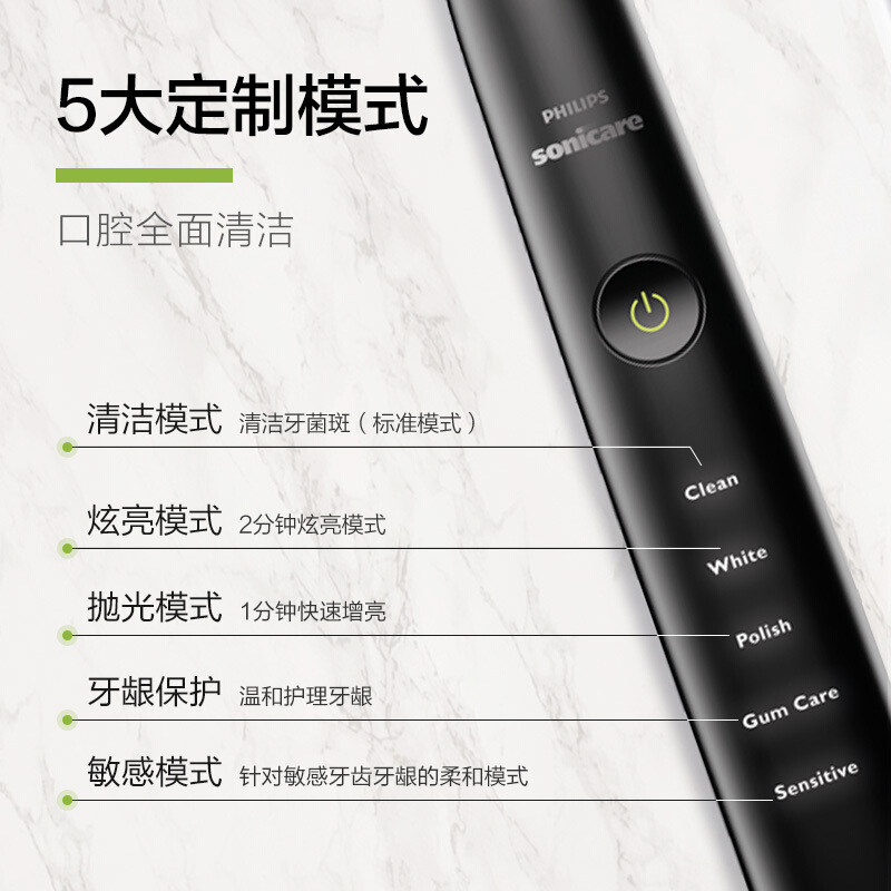 Philips/飞利浦成人钻石声波电动牙刷黑粉钻HX3792/HX9332/HX9362-图1