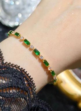 手链女生白水晶手串轻奢高级感绿幽灵情侣琉璃爆款网球手绳手饰