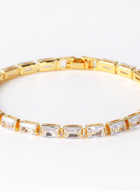 跨境外贸速卖通彩色镶石项链首饰方糖复古风甜美浪漫女网球手链