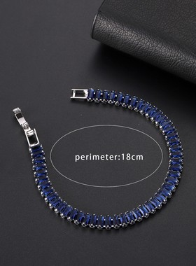 欧美跨境2.5*5mm彩色锆石手链潮流时尚男士女士网球手链厂家直销