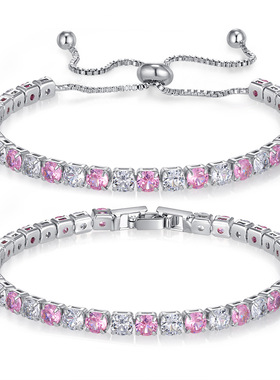 欧美流行彩色锆石手链套装组合间色满钻镀白金网球手链手饰批发