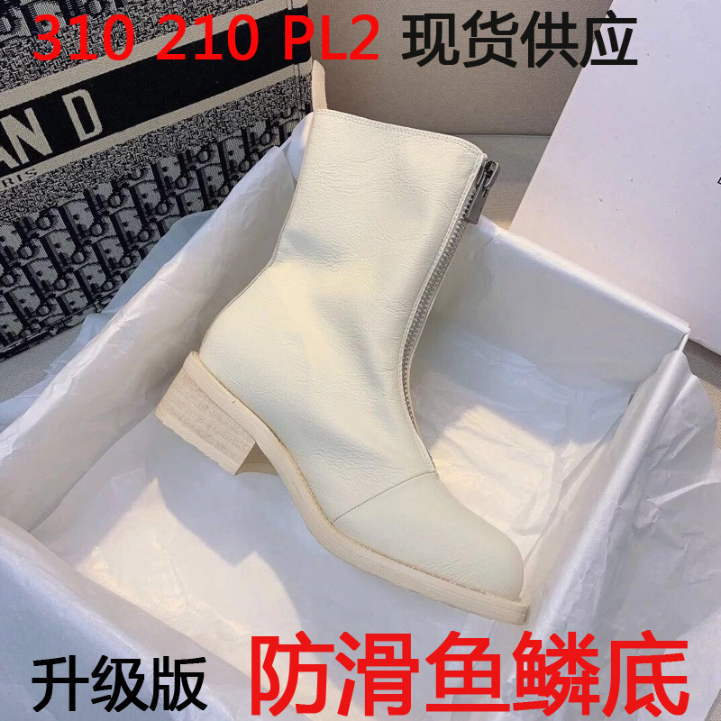 205中筒真皮前拉链瘦瘦靴310网红马丁英伦风PL2短靴guidi鬼帝女靴 - 图1