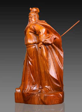 花梨实木雕刻关公像摆件客厅家居装饰红木工艺品店铺供奉开业送礼