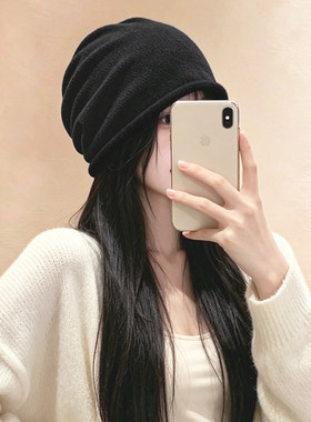 日系秋冬女保暖显脸小堆堆帽