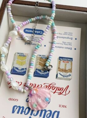 新款ins风贝壳磨砂串珠锁骨链