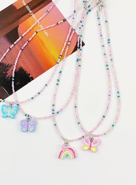 原创蝴蝶项链y2k风串珠链子