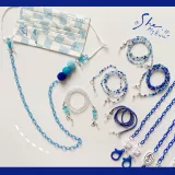 Синяя медицинская маска, беспроводной ремешок, наушники, шнурок-держатель, очки, ожерелье, bluetooth