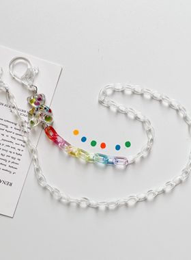 韩国ins同款口罩链透明亚克力链条小熊款实用蓝牙耳机链百搭项链