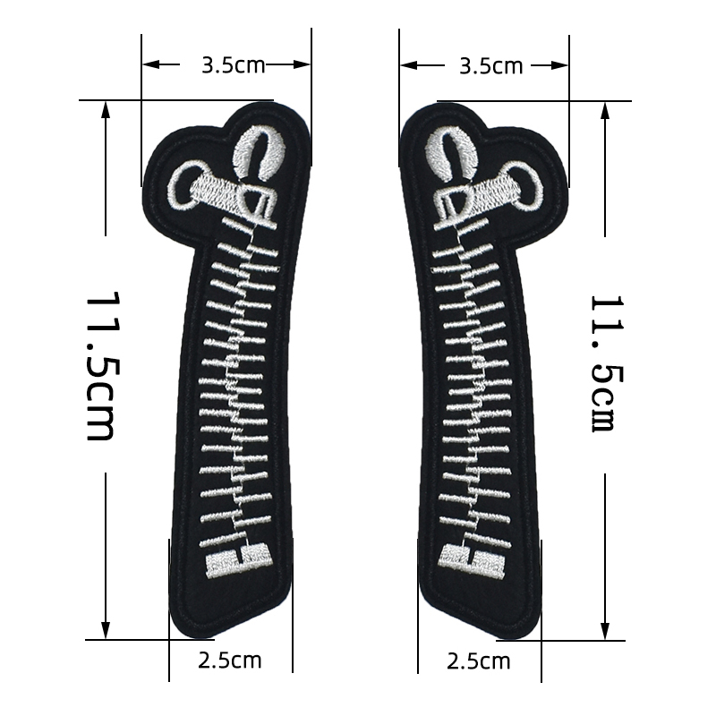 黑白拉链图案绣花布贴男女衣服破洞修复补丁贴裤子时尚装饰熨烫贴 - 图1