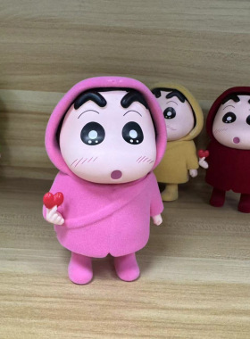 蜡笔小新Q版冬季植绒比心雨衣