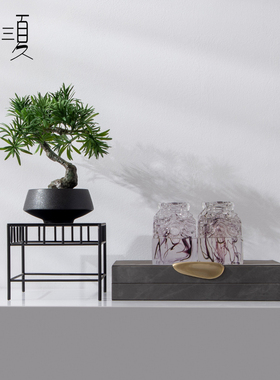 新中式轻奢玉玺香炉绿植摆件高端样板间茶桌玄关客T厅茶几软装饰