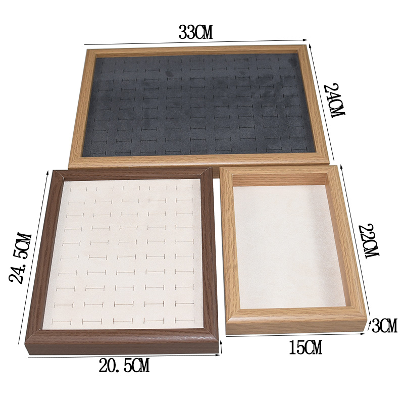 实木看货盘相框首饰托盘戒指收纳盒子项链手串发夹摆摊饰品展示架 - 图0