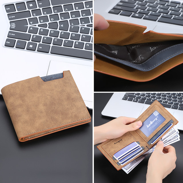 New wallet Men's short leisure retro student simple soft leather clip multi -card position fashion youth money clip Han Chao