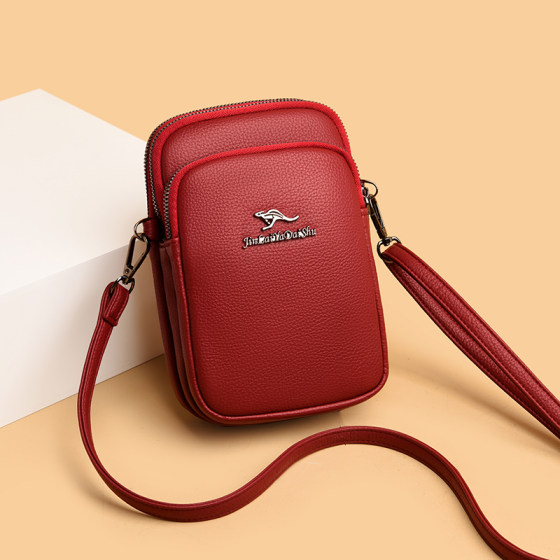 Kangaroo leather mobile phone bag soft cowhide shoulder crossbody bag