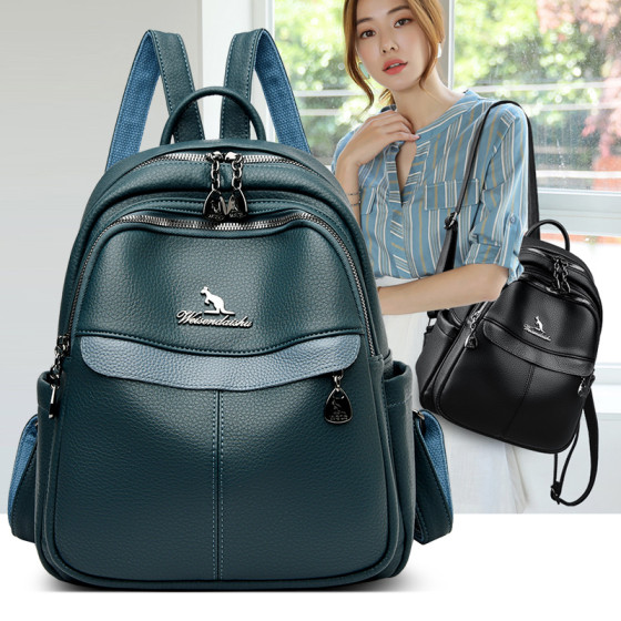 Brand casual travel backpack genuine leather women's backpack