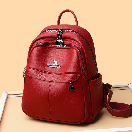 Brand casual travel backpack genuine leather women's backpack