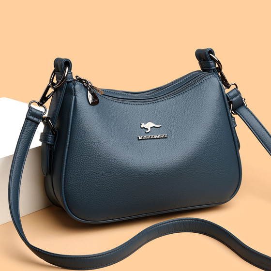 Branded genuine leather shoulder crossbody bag large capacity women's bag