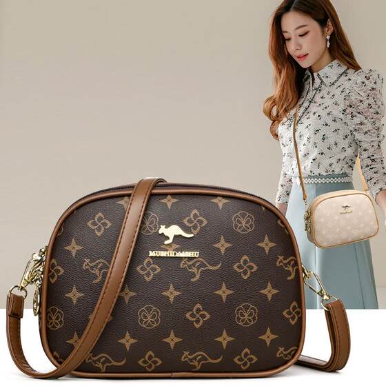 Genuine cowhide small round bag shoulder crossbody bag for women