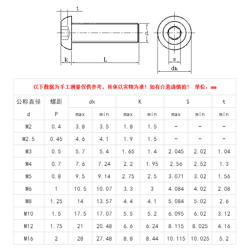 【M3M4M5M6M8M10】10.9级镀镍半圆头内六角螺丝钉 内6角螺栓螺钉