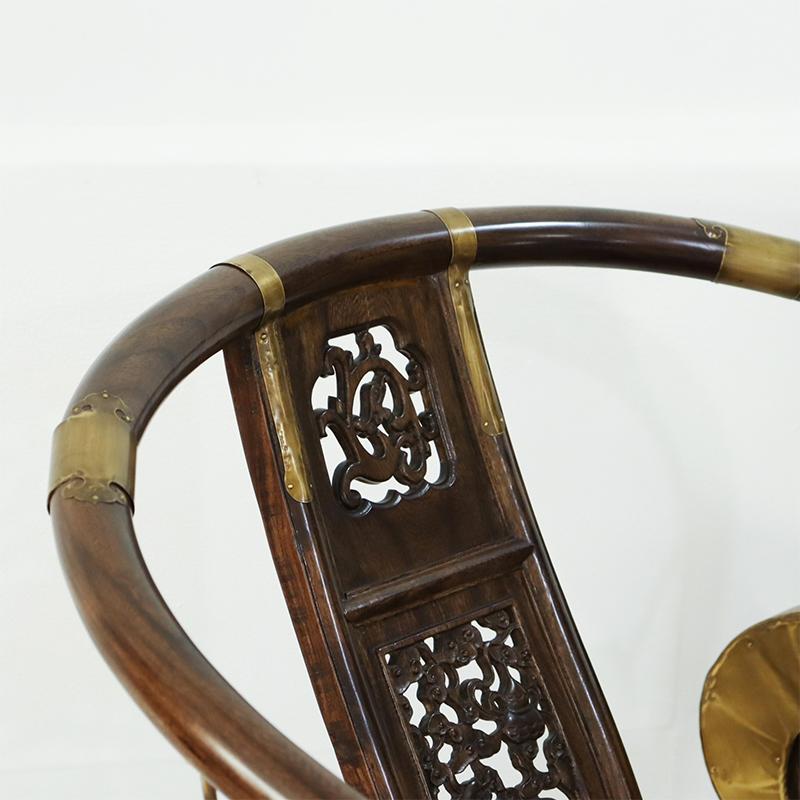 中式交叉椅老榆木雕花包铜纯实木折叠椅打猎椅胡桃色古典家具交椅 - 图1