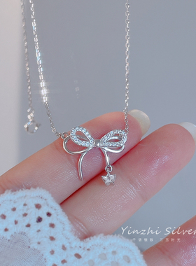 EPUU蝴蝶结纯银项链女