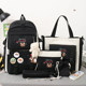 Five-piece primary school girl's canvas schoolbag set