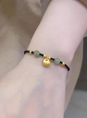 黄金色小胖福手链女款小金坨红绳本命年编织手绳送闺蜜情侣款礼物